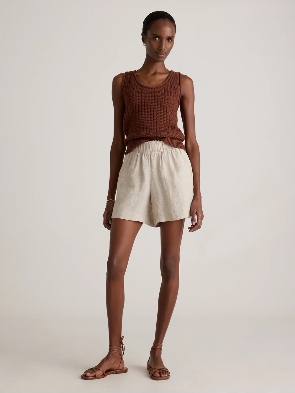 EUC Quince 100% European Linen High Waisted Shorts Flax size M - Picture 3 of 12